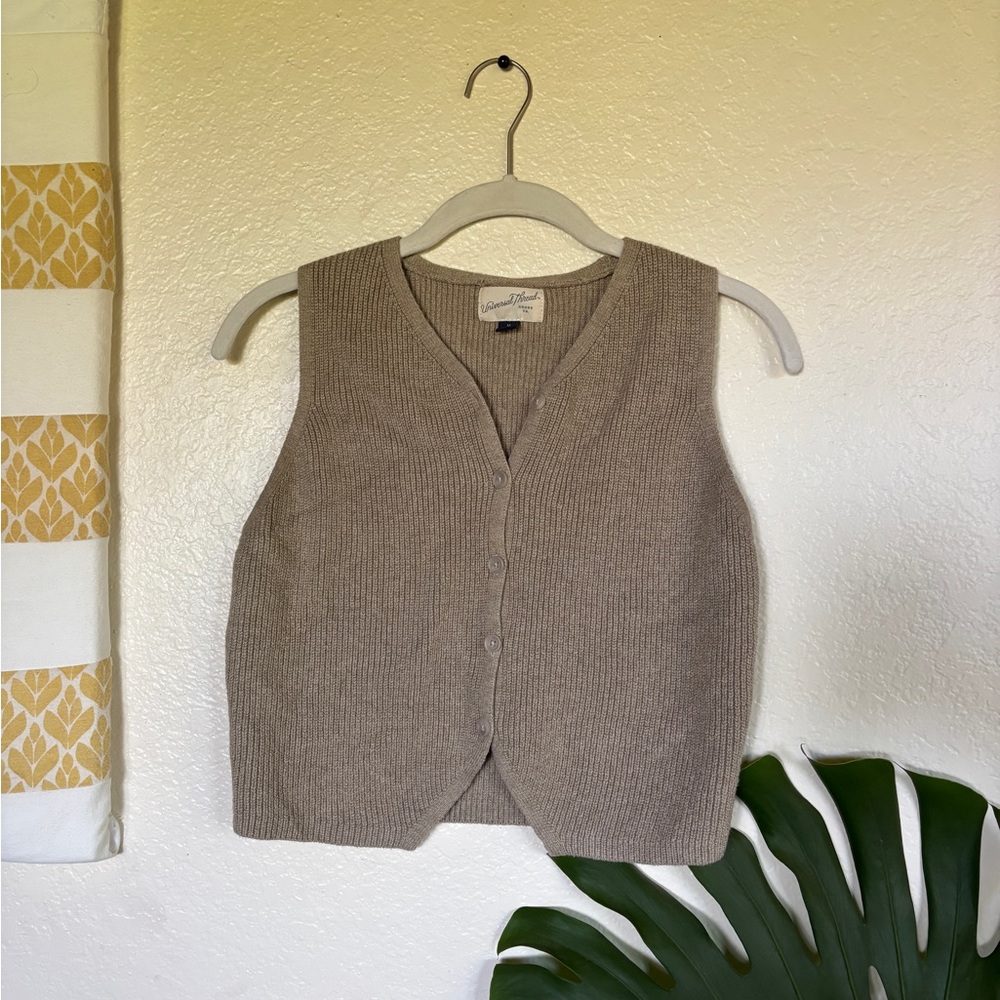Universal Threads Tan Button-Up Knit Vest